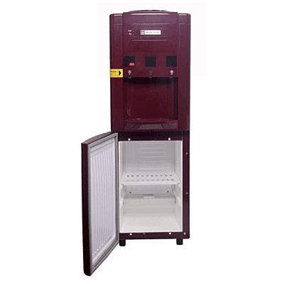 Modern floor-standing water dispenser with 20 litre refrigerator compartment. Modern floor-standing water dispenser with 20 litre refrigerator compartment.