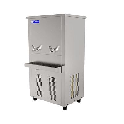 Front view of a Blue Star SDLX 150150C water cooler with a stainless steel tank