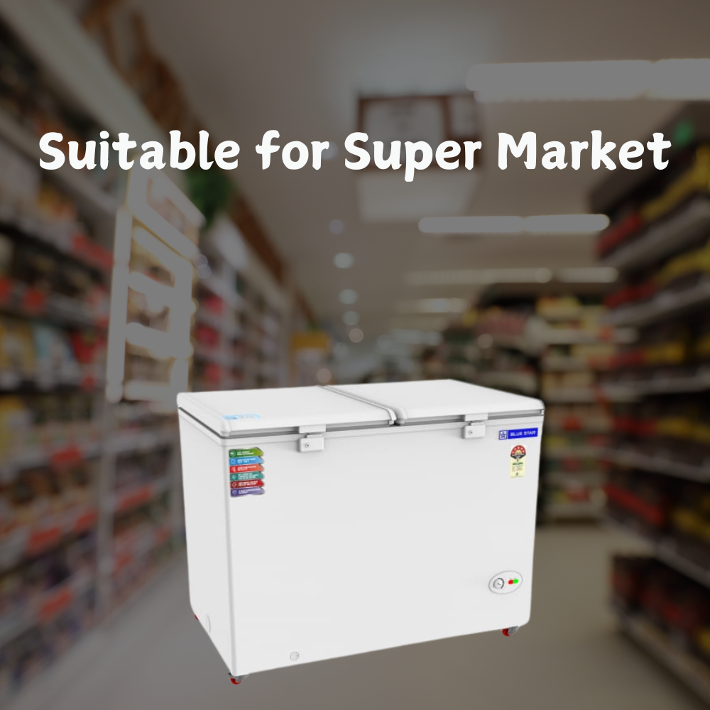 Suitable for Super Market: Blue star Hard Top Chest  Freezer-CF5-396NEYW