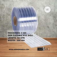 Buzz Lite PVC Roll- Double Ribbed 50 mtr-3 MM x 200 mm Transparent Blue with 12 months warranty