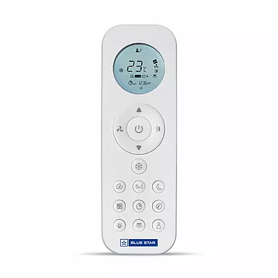 Remote control for the Blue Star IC524TKUR 2-ton inverter AC. Remote control for the Blue Star IC524TKUR 2-ton inverter AC.