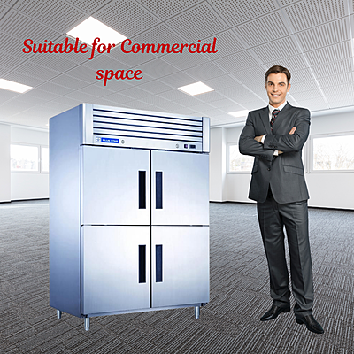 Energy-efficient Blue Star 4 Door Reach-In Freezer with eco-friendly refrigerant. Energy-efficient Blue Star 4 Door Reach-In Freezer with eco-friendly refrigerant.