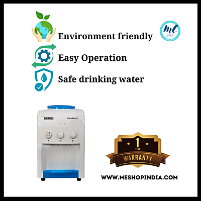 Usha Instafresh Water Dispenser with three faucets for hot, cold, and room temperature water. Usha Instafresh Water Dispenser with three faucets for hot, cold, and room temperature water.