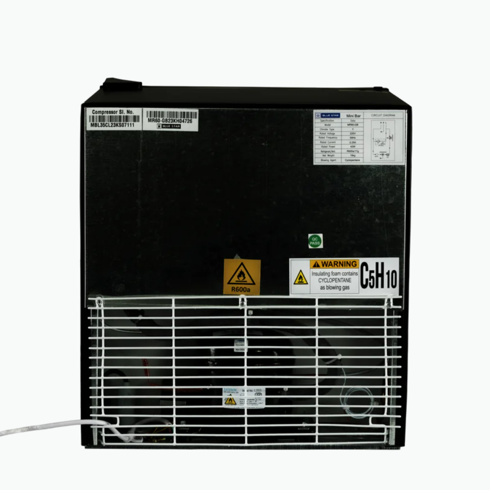 Blue Star MR60-GB mini fridge, 2 Star energy rating. Blue Star MR60-GB mini fridge, 2 Star energy rating.