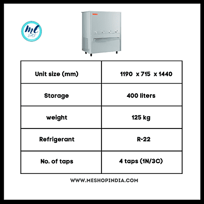 Usha SS170400NC Normal Cool-4 taps- stainless steel body 400 liter water cooler Usha SS170400NC Normal Cool-4 taps- stainless steel body 400 liter water cooler