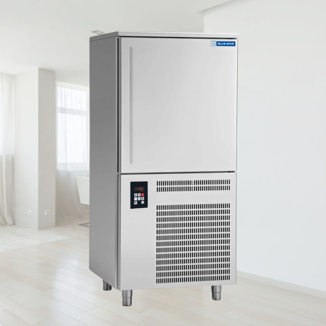 High-performance cooling system of a Blue Star BF15G Blast Freezer. High-performance cooling system of a Blue Star BF15G Blast Freezer.