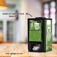 Self-service tea and coffee machine with three dispensing lanes. Self-service tea and coffee machine with three dispensing lanes.