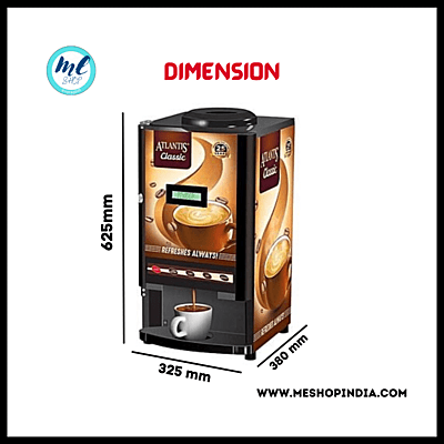 Atlantis Classic 2 lane Tea and Coffee vending machine dimension chart Atlantis Classic 2 lane Tea and Coffee vending machine dimension chart