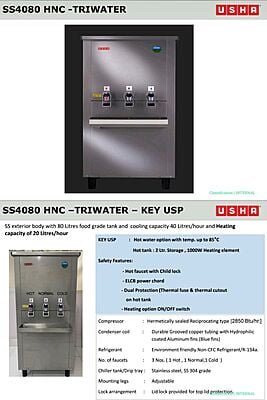 Usha SS4080 Fully Stainless steel body with Hot cold and normal water taps Usha SS4080 Fully Stainless steel body with Hot cold and normal water taps