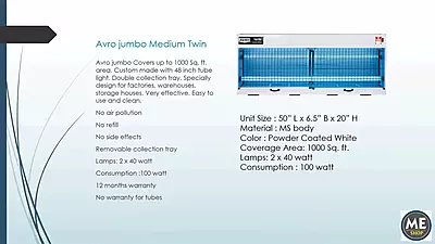 Enjoy a pest-free environment with the Avro Jumbo Medium Twin-100W. Enjoy a pest-free environment with the Avro Jumbo Medium Twin-100W.