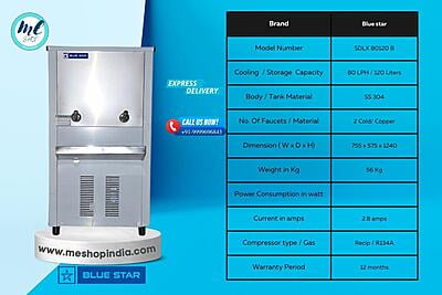 Durable Blue Star SDLX 80120B stainless steel water cooler for high-traffic areas. Durable Blue Star SDLX 80120B stainless steel water cooler for high-traffic areas.