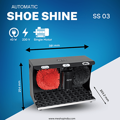 Avro shoe shine machine SS 03 Black metal body 40 watt motor with black and red brushes