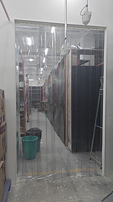 Installation of Buzz lite Climate Control Pvc strip curtain to create partition Installation of Buzz lite Climate Control Pvc strip curtain to create partition
