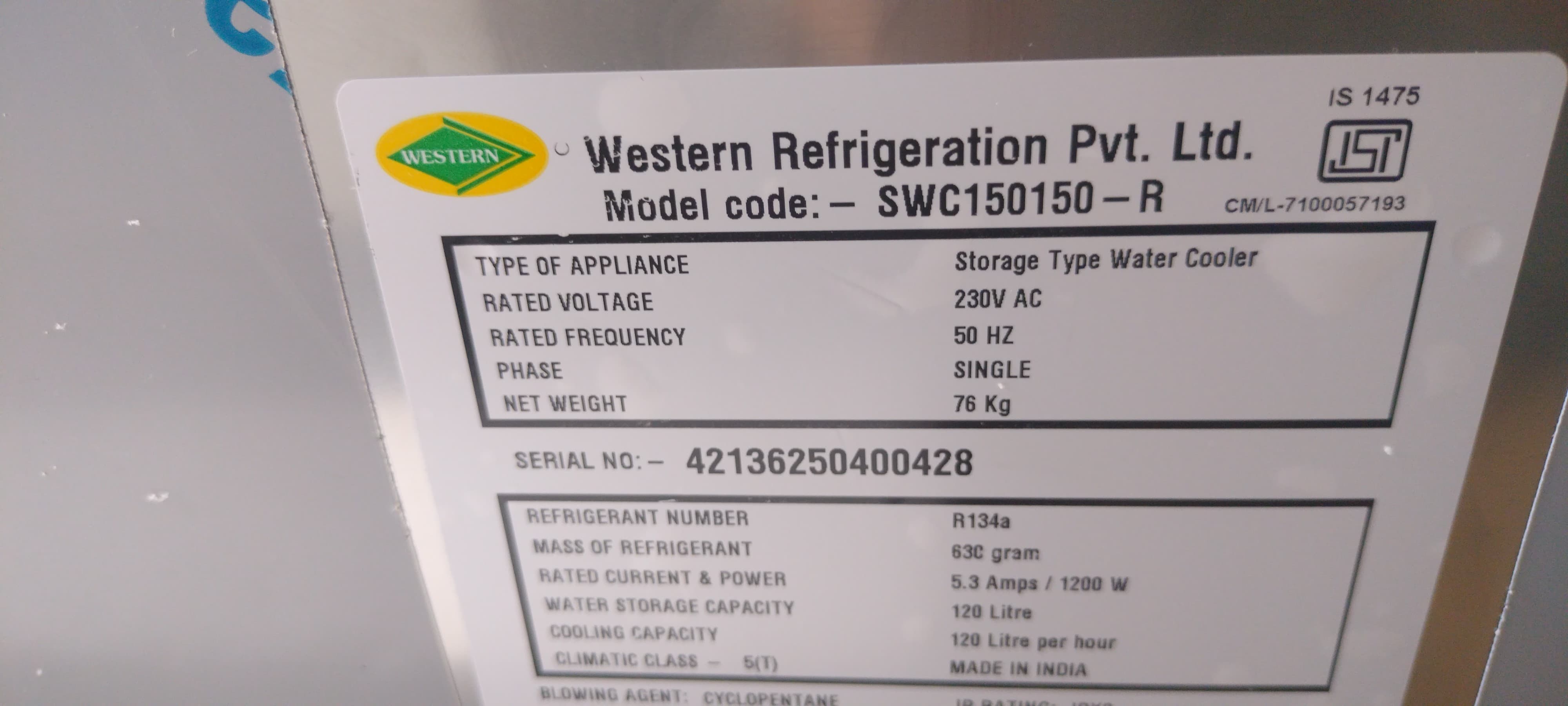 Western Storage Water Cooler SWC Series-SWC150150 Western Storage Water Cooler SWC Series-SWC150150
