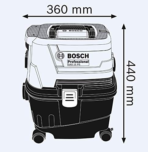 Bosch GAS 15 PS Heavy duty, Wet and dry corded, 1100 watt vacuum cleaner