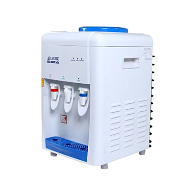 Side view of Atlantis Sky Table Top water dispenser with Hot cold and normal water option Side view of Atlantis Sky Table Top water dispenser with Hot cold and normal water option
