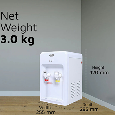 Dimension of Atlantis Basic Mini Water dispenser with Hot and Normal water option Dimension of Atlantis Basic Mini Water dispenser with Hot and Normal water option