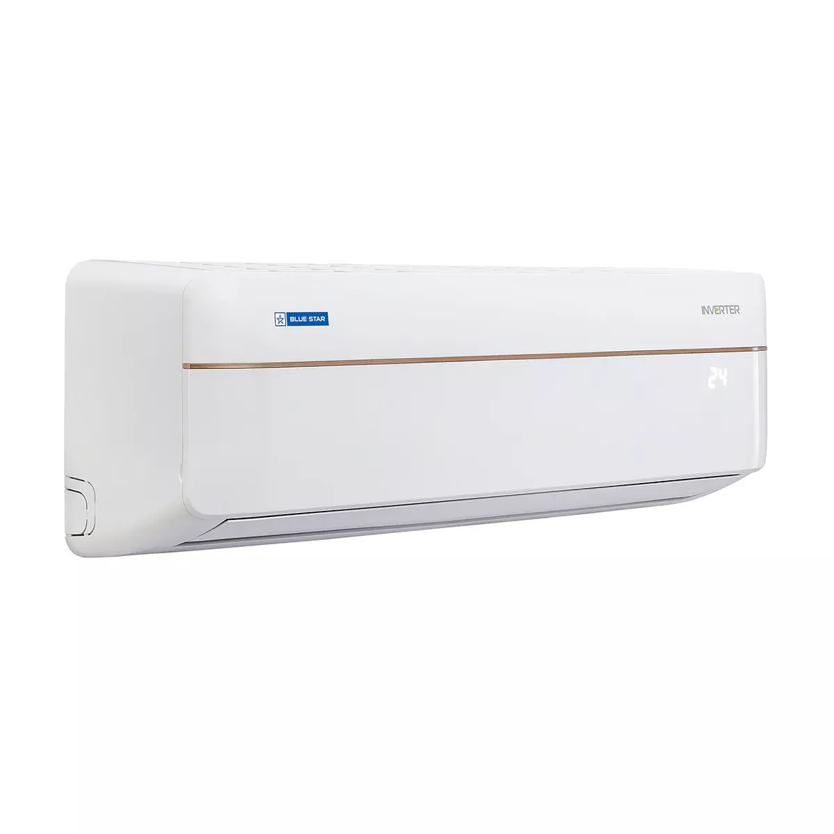 Close-up of the Blue Star IC324VKU indoor unit, highlighting its sleek design and digital display. Close-up of the Blue Star IC324VKU indoor unit, highlighting its sleek design and digital display.