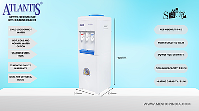 Infographic image of Atlantis Sky water dispenser- With cooling cabinet (Small Fridge)