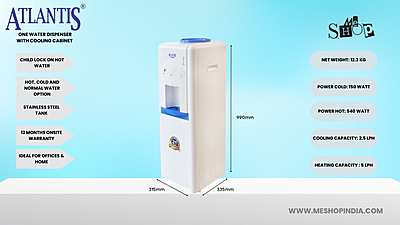 Infographic picture of Atlantis One Floor Standing water dispenser (HCN) with Cooling Cabinet Infographic picture of Atlantis One Floor Standing water dispenser (HCN) with Cooling Cabinet