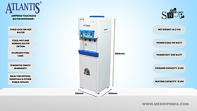 Infographic Picture of Atlantis Touchless Water Dispenser Air Press Hot/Cold/Normal water options Infographic Picture of Atlantis Touchless Water Dispenser Air Press Hot/Cold/Normal water options