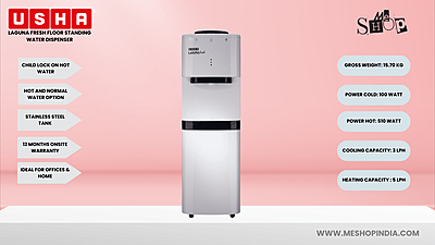 Infographic image of Usha Laguna Fresh Floor standing water dispenser