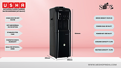 Infographic image of Usha Instafresh Floor standing water dispenser(Jet Black) Infographic image of Usha Instafresh Floor standing water dispenser(Jet Black)