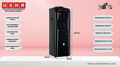 Infographic image of Usha Instafresh water dispenser with Cooling Cabinet(Jet Black) Infographic image of Usha Instafresh water dispenser with Cooling Cabinet(Jet Black)