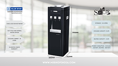 Infographic picture of Blue star BWD3FMRGA-B Black Water dispenser with cooling cabinet Infographic picture of Blue star BWD3FMRGA-B Black Water dispenser with cooling cabinet
