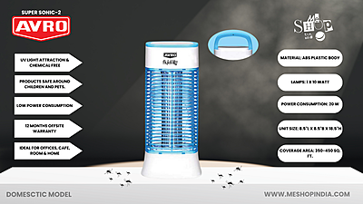 Infographic image of Avro Super Sonic-2 mosquito killer lamp Infographic image of Avro Super Sonic-2 mosquito killer lamp