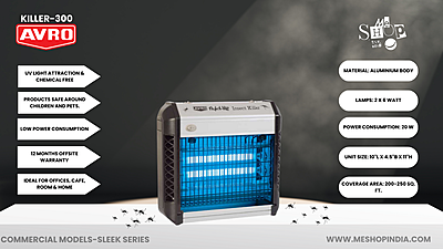 Infographic image of Avro mosquito insect killer lamp for home Killer 300 Sleek series Infographic image of Avro mosquito insect killer lamp for home Killer 300 Sleek series
