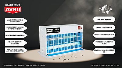 Infographic image of Avro Flykil lite killer 1000 electric insect killer Machine Infographic image of Avro Flykil lite killer 1000 electric insect killer Machine