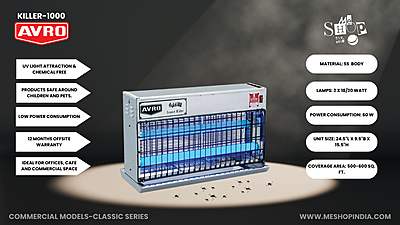 Infographic image of Avro insect killer-1000 Stainless steel body classic series Infographic image of Avro insect killer-1000 Stainless steel body classic series