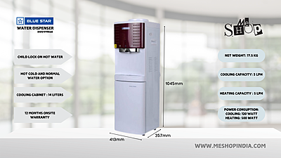 Infographic picture of Blue star BWD1FMRGB water dispenser with Cooling Cabinet Infographic picture of Blue star BWD1FMRGB water dispenser with Cooling Cabinet