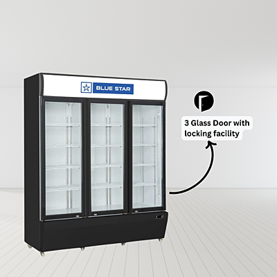 Blue Star Visi Cooler-VC1200CD-BLACK with 3 Glass door Blue Star Visi Cooler-VC1200CD-BLACK with 3 Glass door