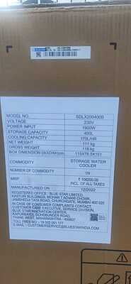 Blue star SDLX 200400B water cooler