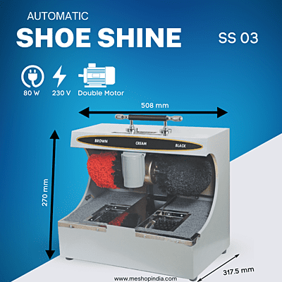 Avro shoe shine machine SS 04, 60 watt dual motor with sole cleaner, Red and black silicon brush